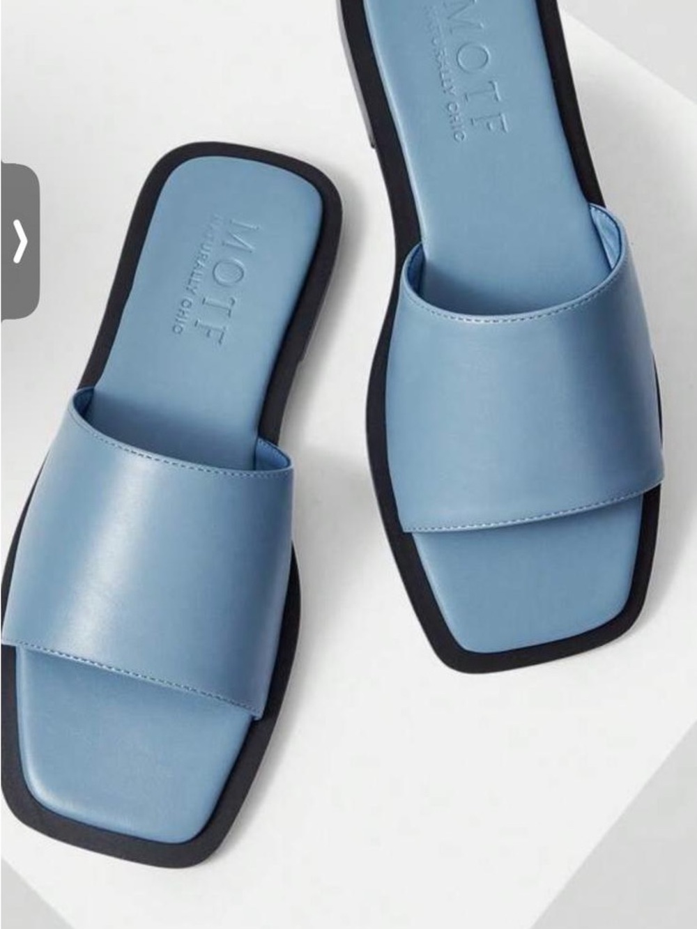 MOTF Light Blue Leather Slide Sandals for Women